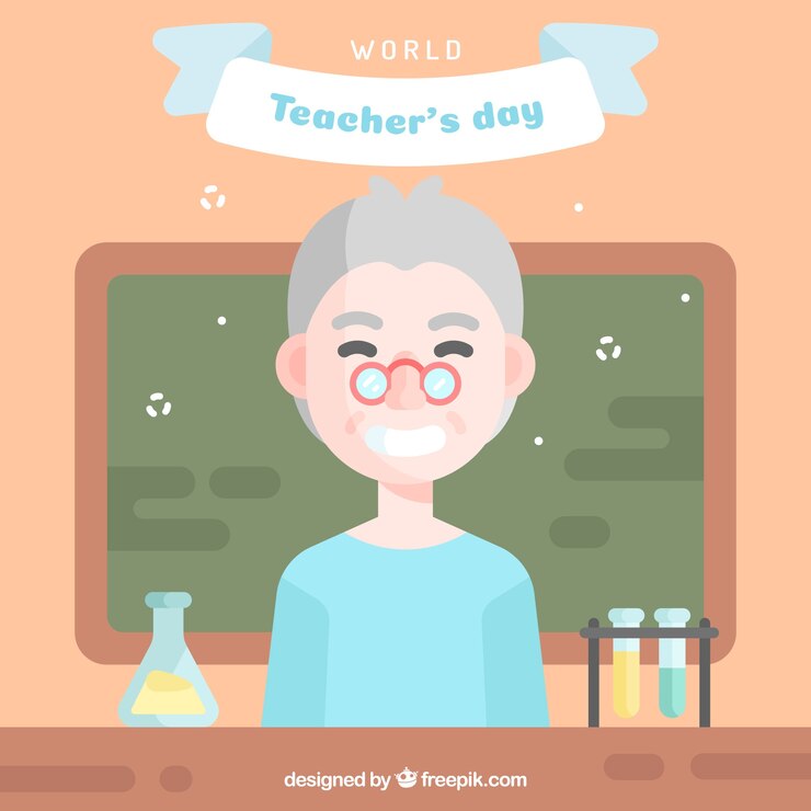 無料Vector 幸せな教師の日、科学の教授