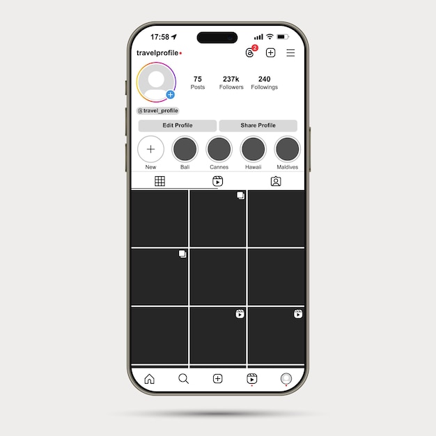 iPhone 15 Pro Max ナチュラル タイタニウム モッケージ インスタグラム テンプレート スクリーン ベクトル