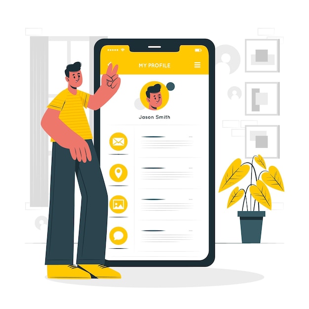 Иллюстрация концепции интерфейса профиля