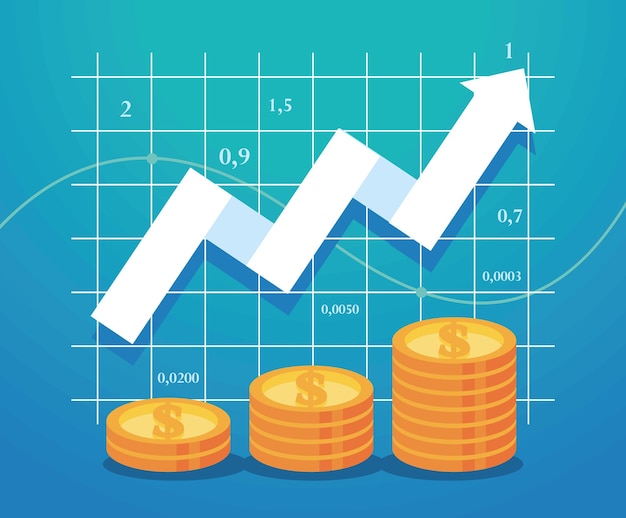 Vettore gratuito infografica di profitto con statistiche sulle monete