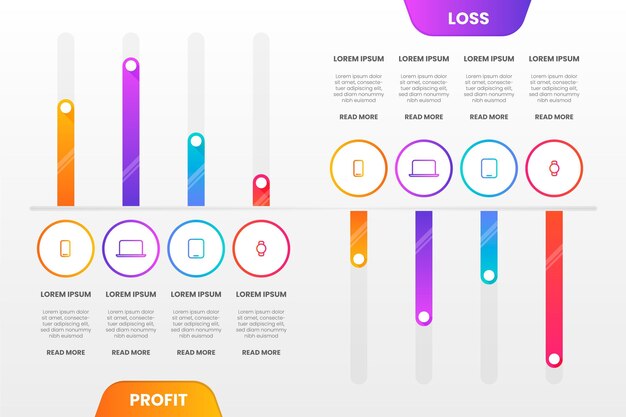 Прибыль и убыток - инфографическая концепция