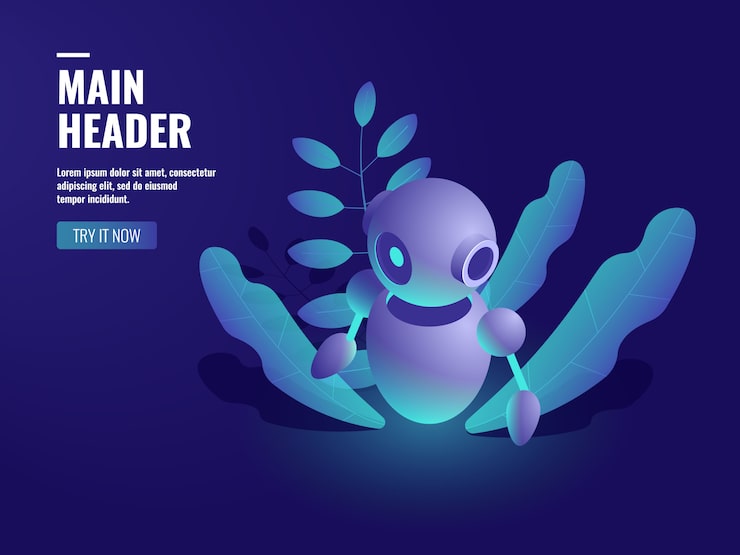 Free Vector program analyzing, ai robot, artificial intelligence automated process of data reporting