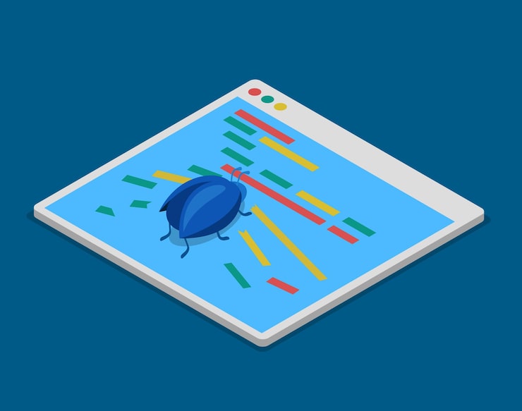 Free Vector program code bug technology development programming coding flat isometric