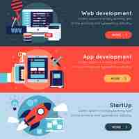 Free vector program development banner set