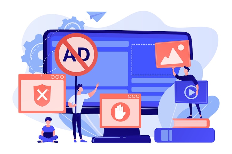 Free Vector programmer developing anti virus program. banned internet content