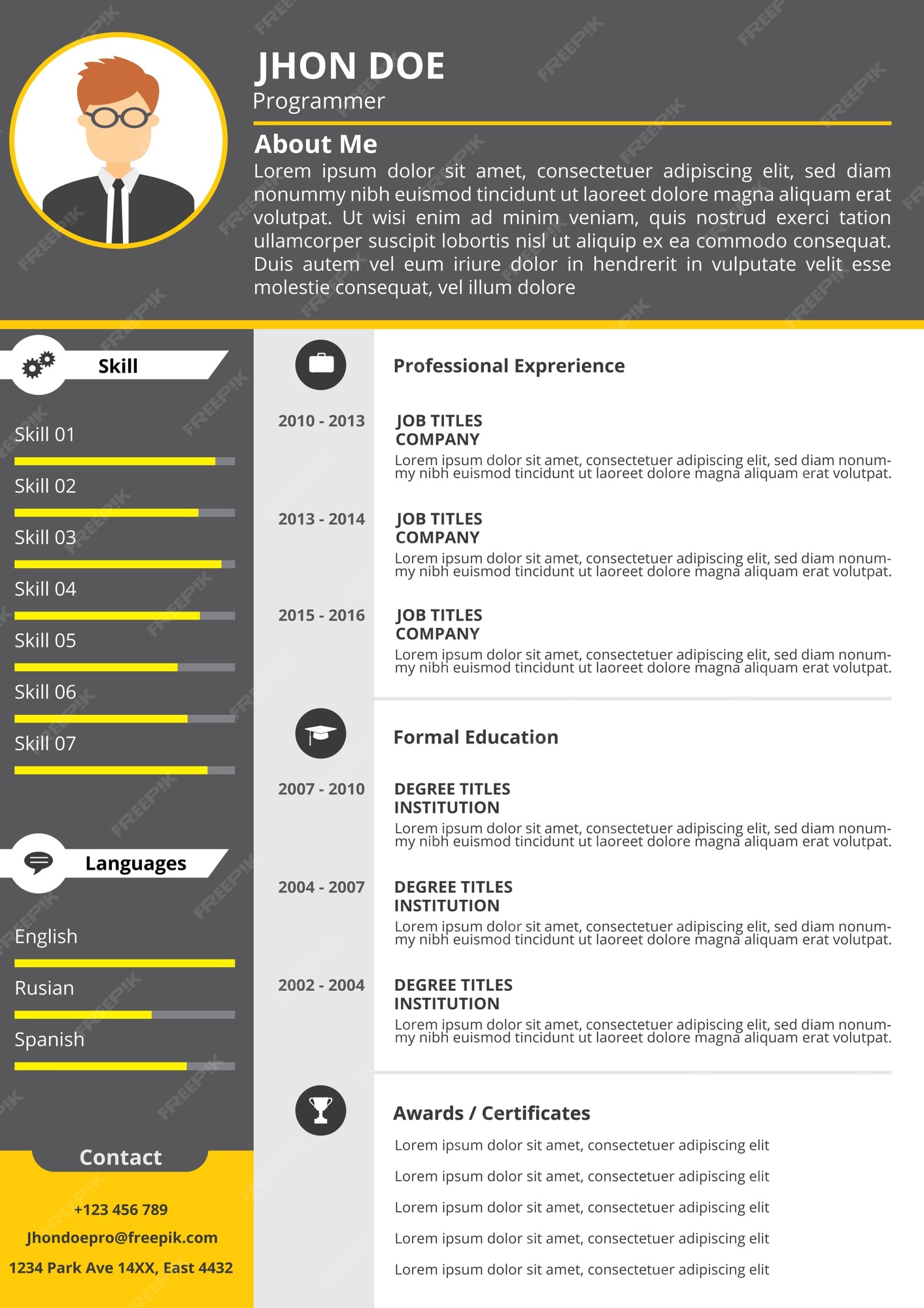 Premium Vector | Programmer resume template