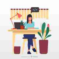 Free vector programmer working at office illustration