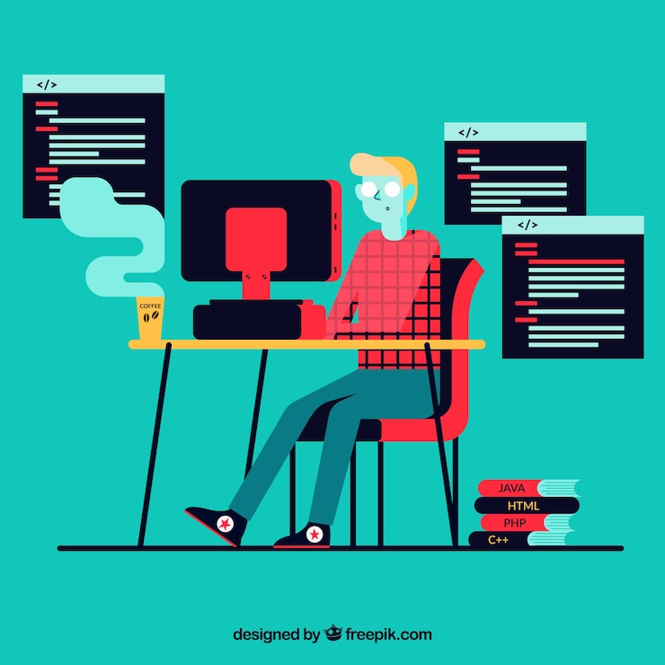 Free Vector programmers concept with flat design