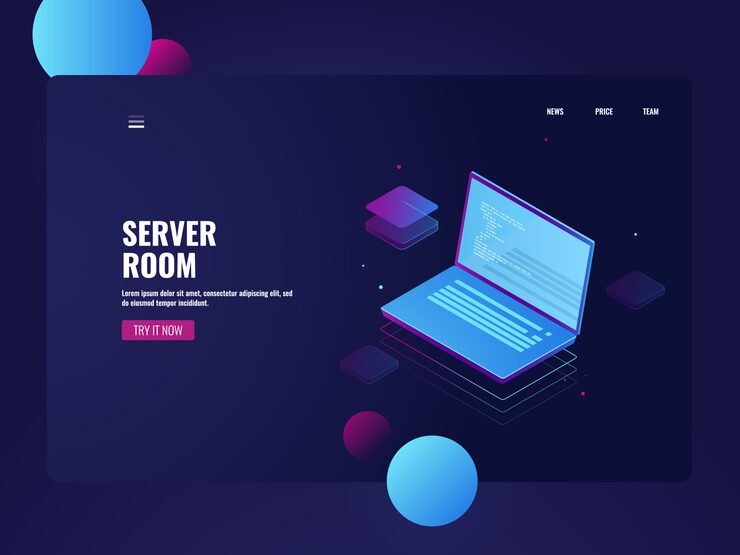 Free Vector programming and development software, coding process, open laptop with code line