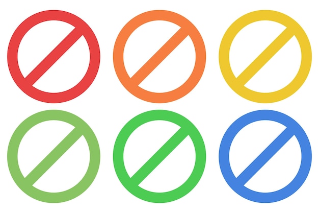 Free Vector prohibited no sign multiple colours set