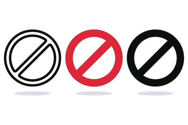 Free vector prohibited red no sign line flat glyph