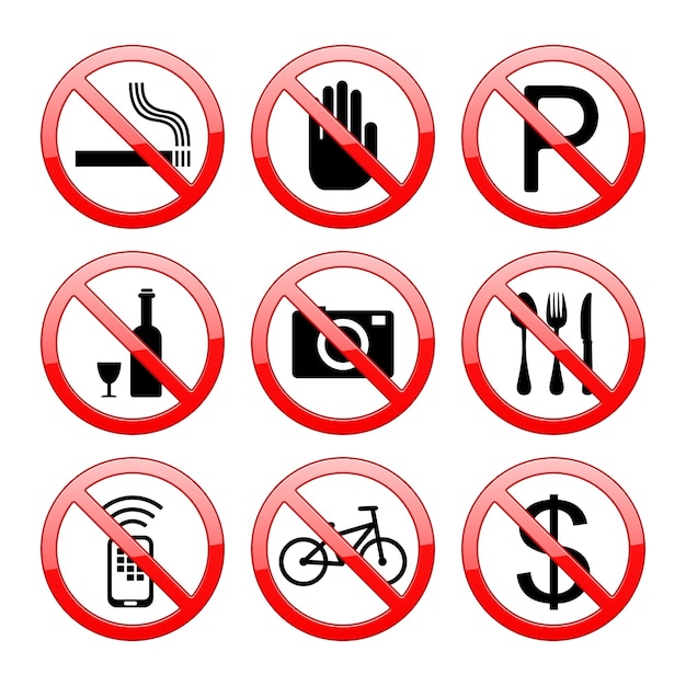 Free vector prohibited sign set