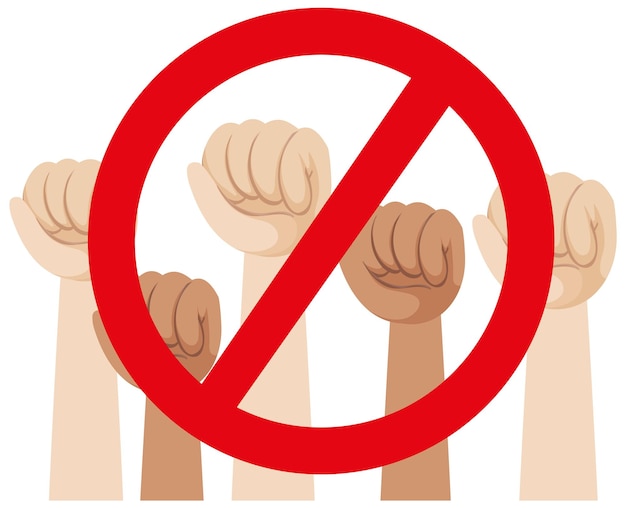 Free vector prohibited sign with fist hands