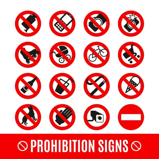 Free vector prohibition signs set