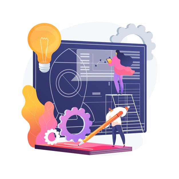 Project initiation abstract concept vector illustration. Project documentation, business analysis, vision and scope, determine goals, task assignment, timeframe and timeline abstract metaphor.