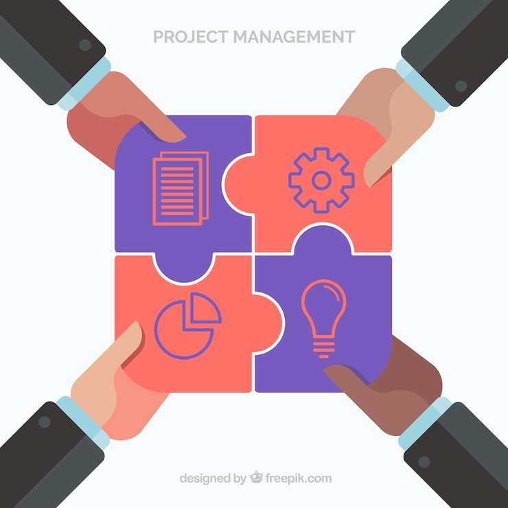 Free Vector project management and teamwork concept in flat style