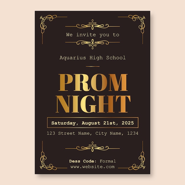 Free vector prom  invitation design template