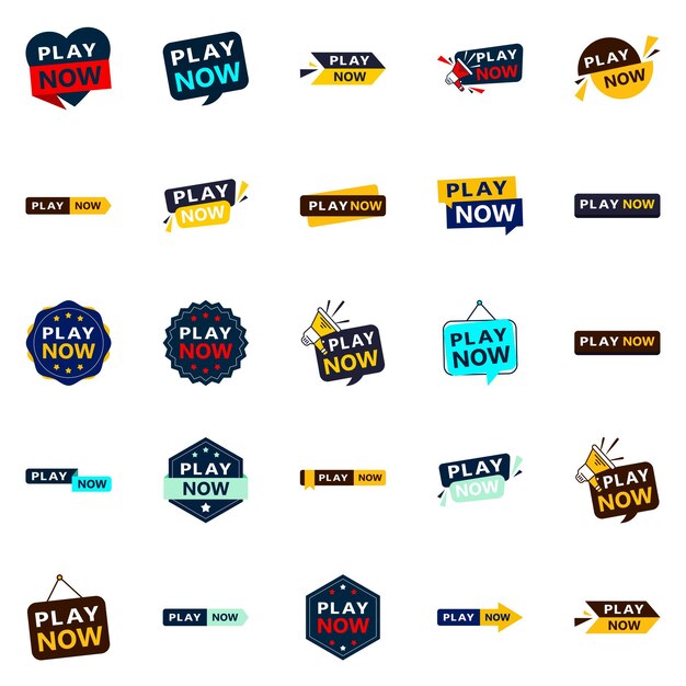 Стильно продвигайте свои товары или услуги с помощью нашего набора из 25 баннеров Play Now