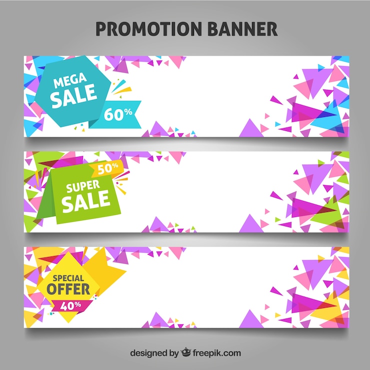 Free Vector promotion banners for offers and sales.