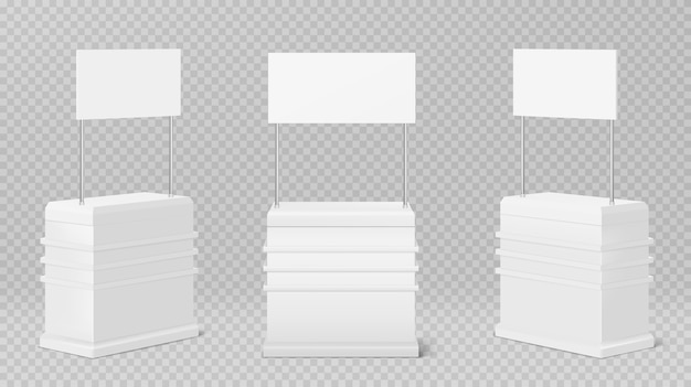 無料ベクター プロモーションカウンターテーブル、透明に分離されたプロモーションキオスク