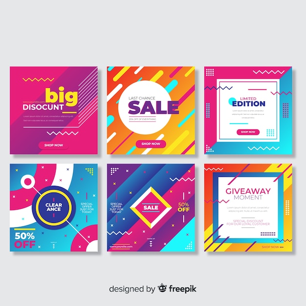 Free vector promotion square banner collectio