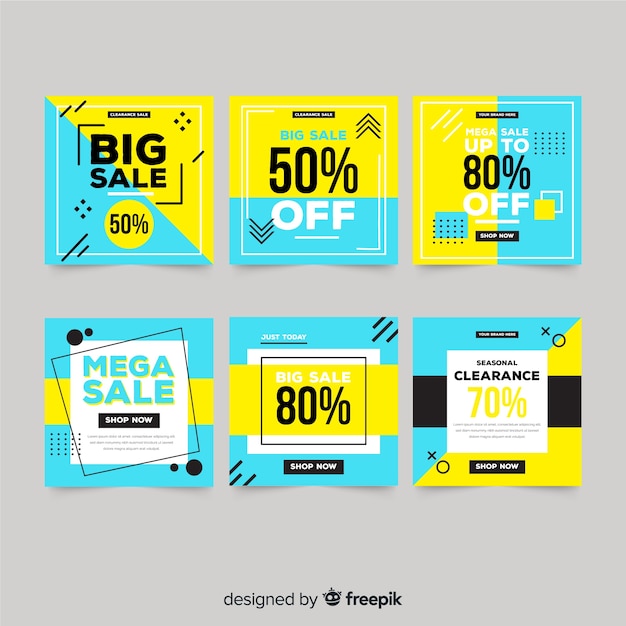Free vector promotion square banner collectio