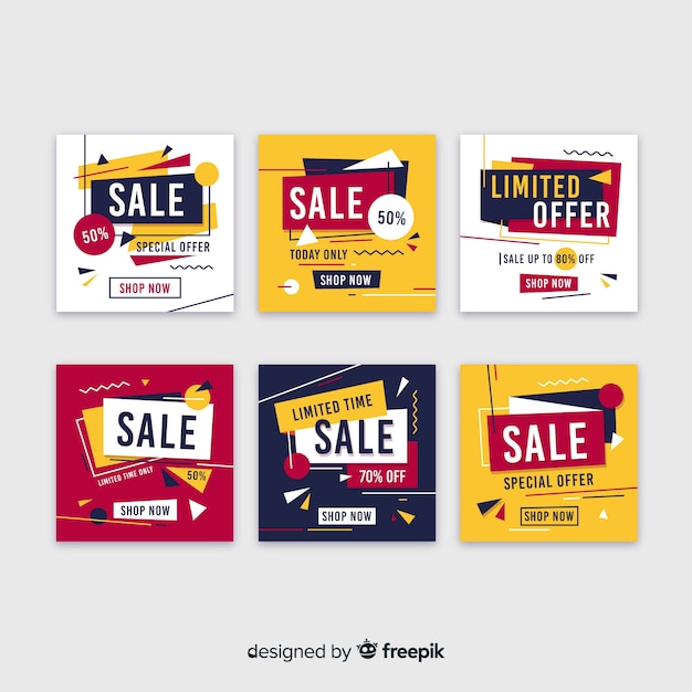 Free vector promotion square banner collectio