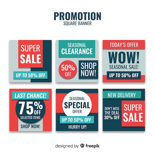 Free vector promotion square banner collectio