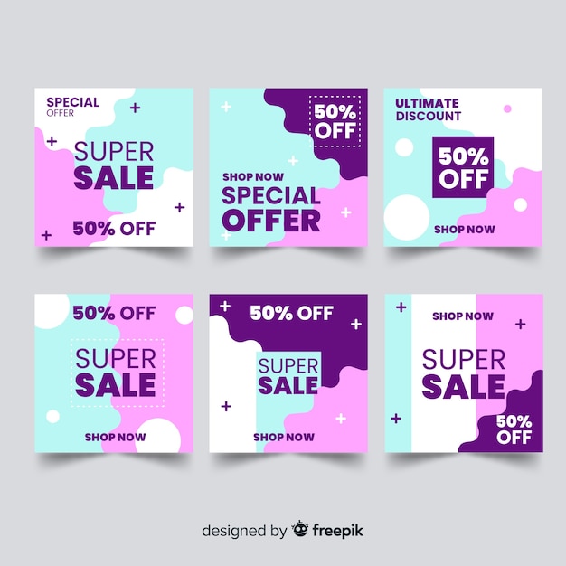 Free vector promotion square banner collectio