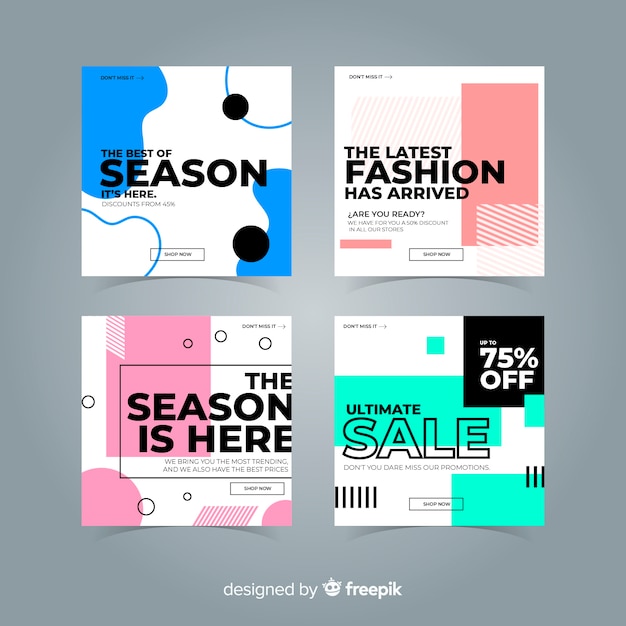 Free vector promotion square banner collectio