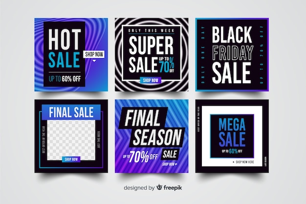 Free vector promotion square banner collectio