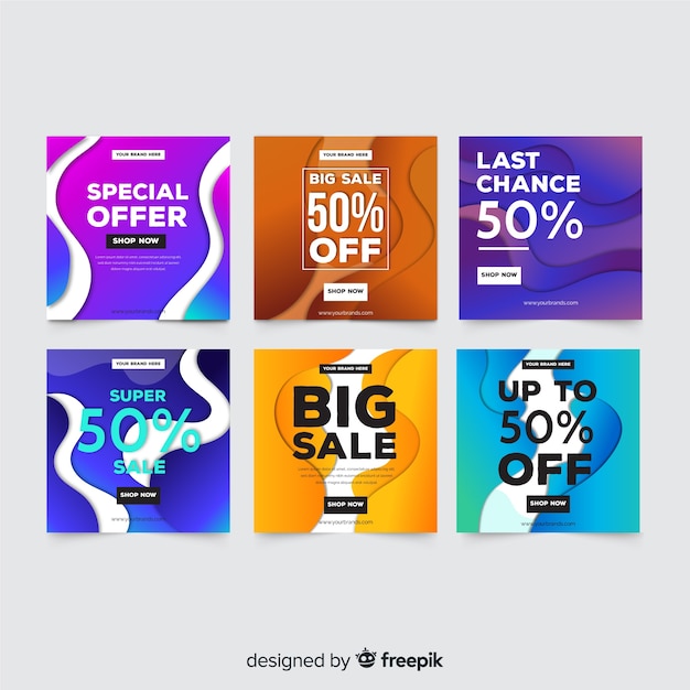 Free vector promotion square banner collection