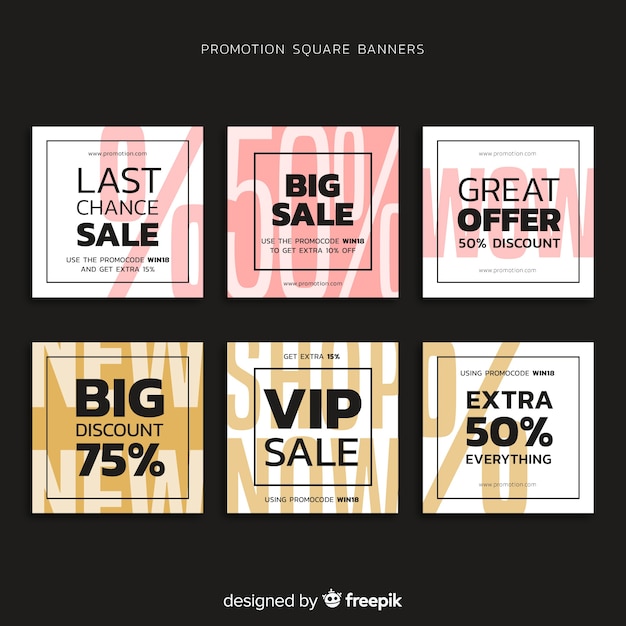 Free vector promotion square banner collection