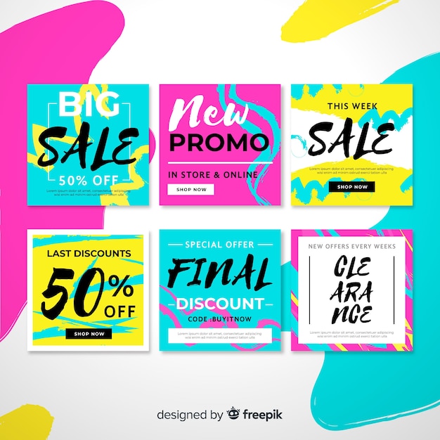 Free vector promotion square banner collection