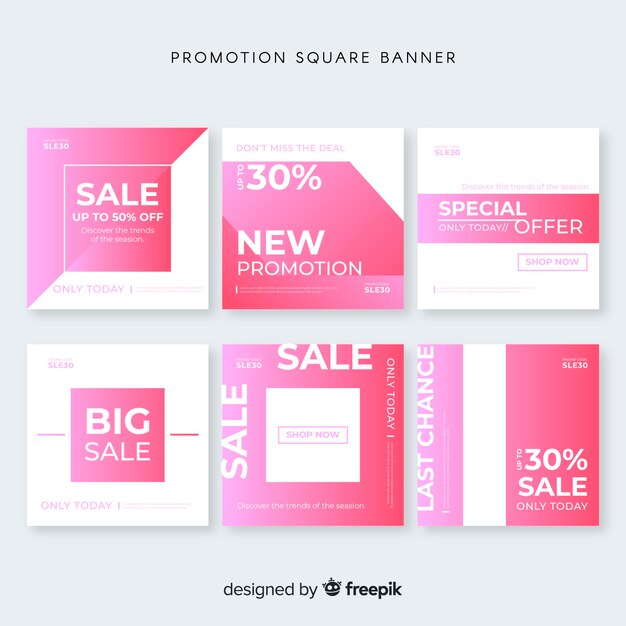 Free vector promotion square banner collection