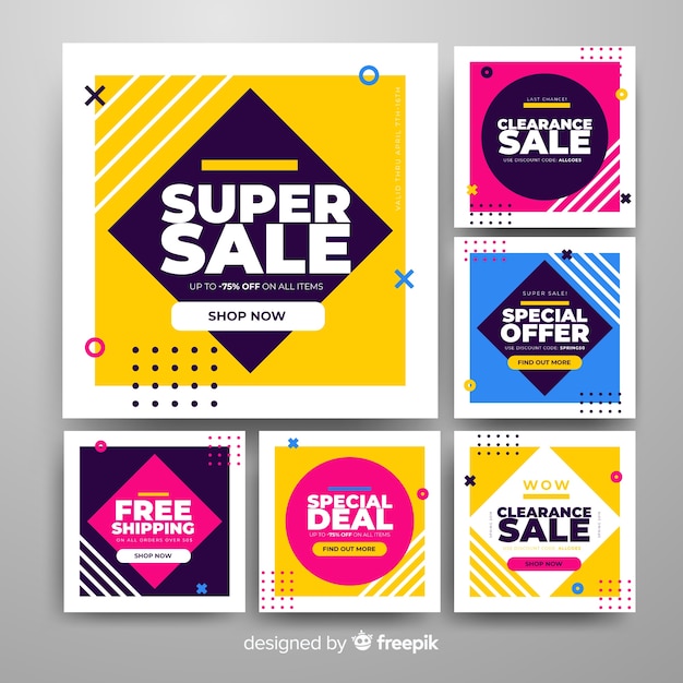 Free vector promotion square banner collection