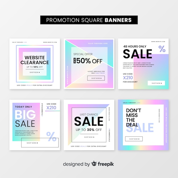 Free vector promotion square banner collection