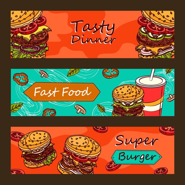 ファーストフード店のプロモーションバナーデザイン。