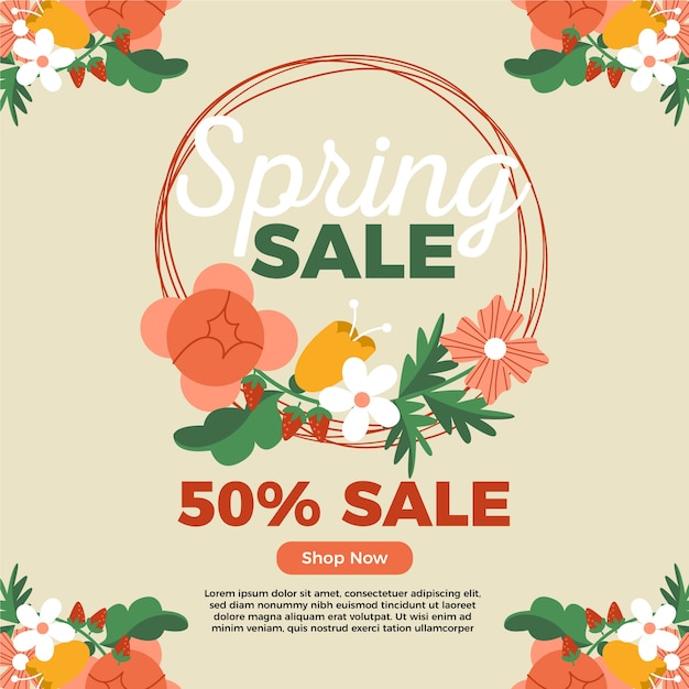 Promotional spring sale campaign concept