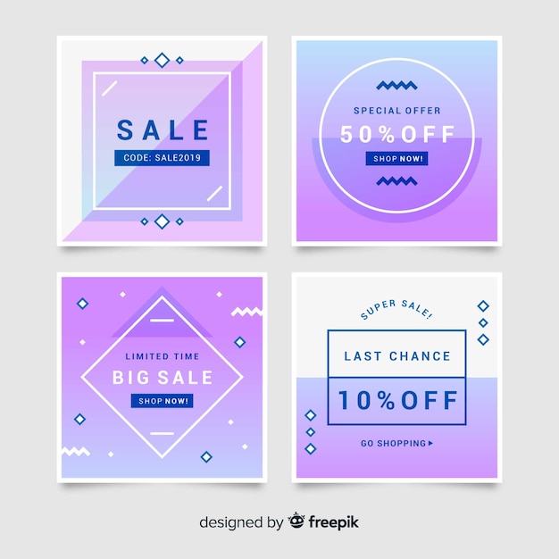 Free vector promotional square banner collection