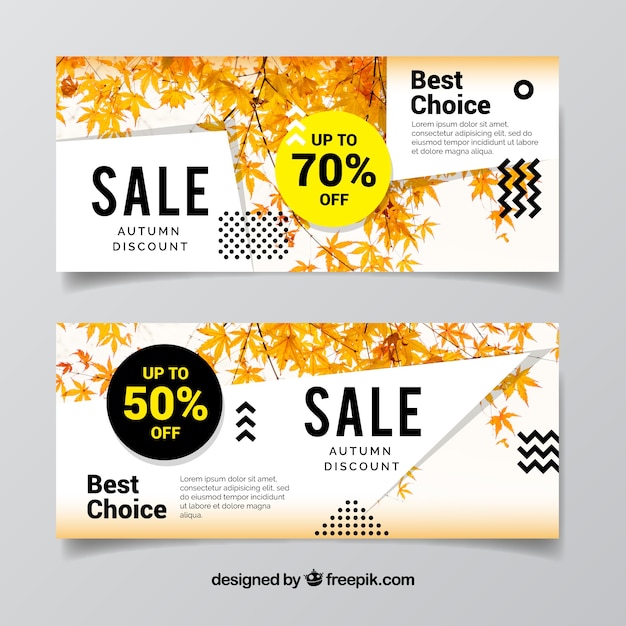 Promotions banners for autumn, modern style