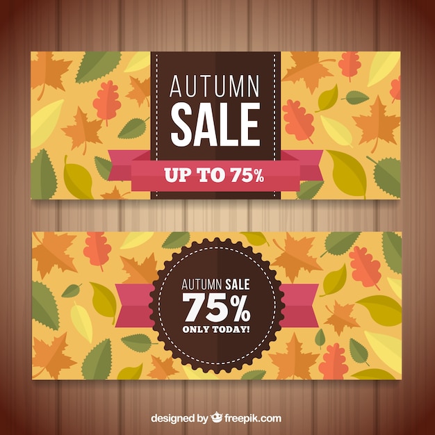 Free vector promotions banners for fall with patterns