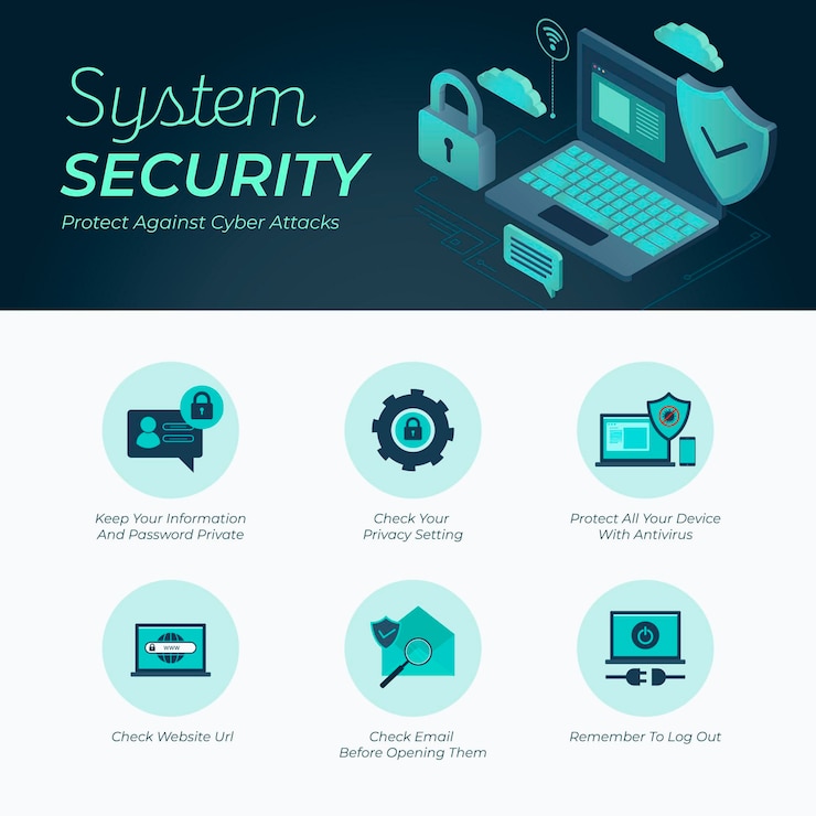 Free Vector protect against cyber attacks infographic