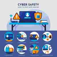 Free vector protect against cyber attacks theme