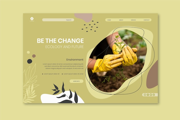 Free vector protect the environmental landing page template