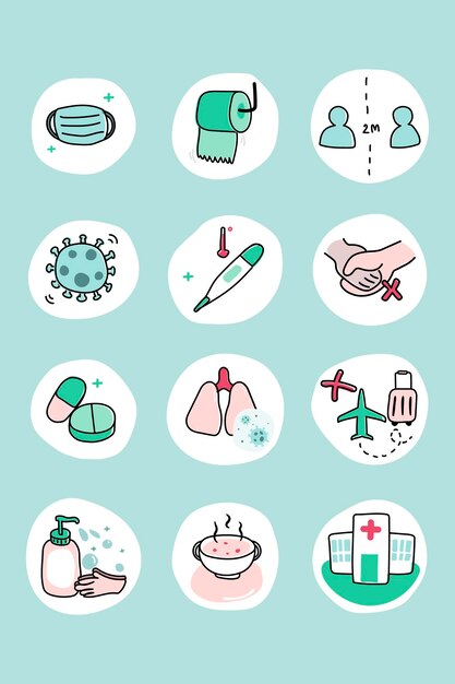 Protect yourself from coronavirus pandemic icon set vector