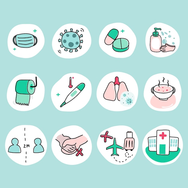 Free vector protect yourself from coronavirus pandemic icon set