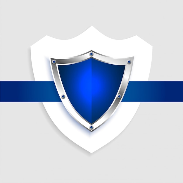 Protection shield empty blue symbol 