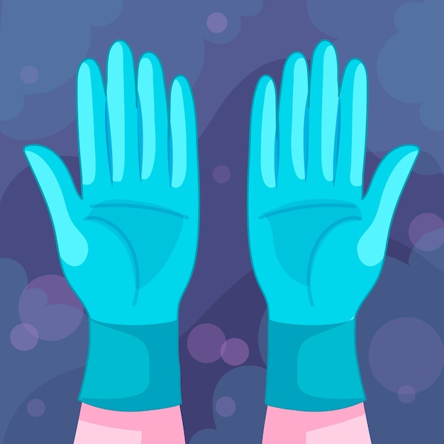 Free vector protective gloves for virus concept