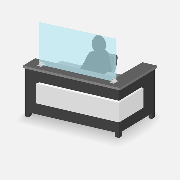Protective plexiglass shield for reception desk